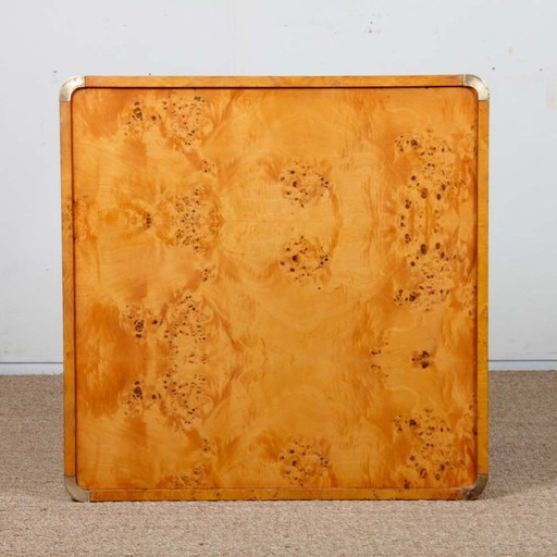 Salontafel van wortelhout en messing, toegeschreven aan Willy Rizzo, 1970.