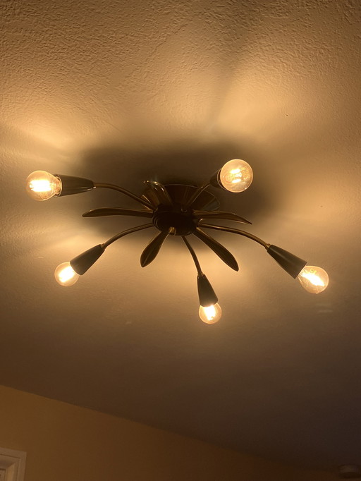 Authentic vintage spider ceiling lamp with 5 lights