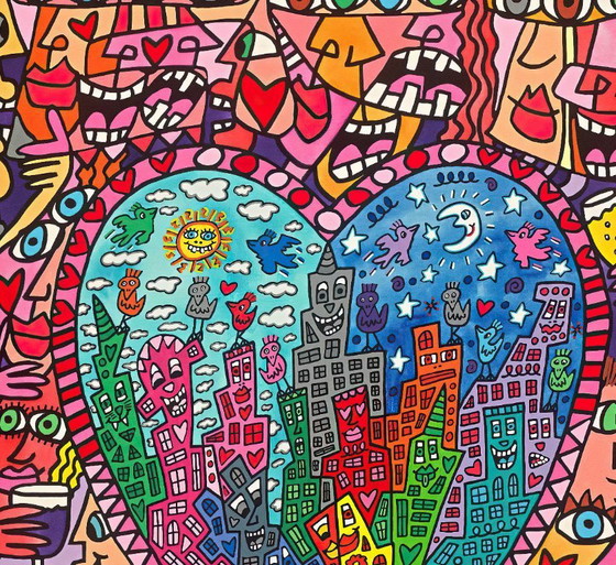 Image 1 of Un corazón, una ciudad, un amor - James Rizzi 1998 - Póster 70 x 100 cm