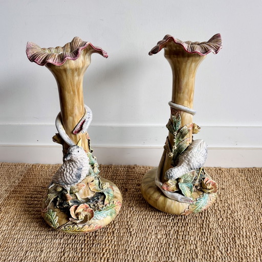 Majolica Ceramics Art Nouveau Vases 1900 – vazen (photo 2 of 13)