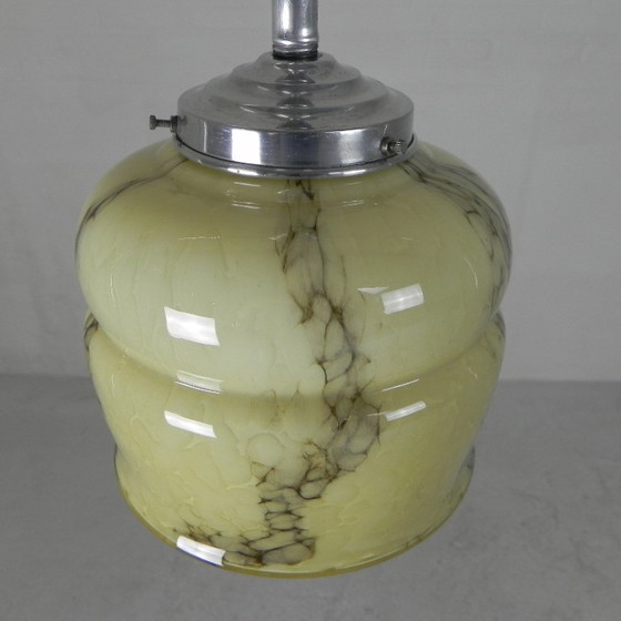 Image 1 of Art Deco pendant lamp with marbled glass shade, 1930s