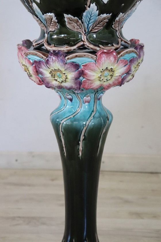 Image 1 of Vaso in ceramica Art Nouevau con colonna, Italia, inizio XX secolo