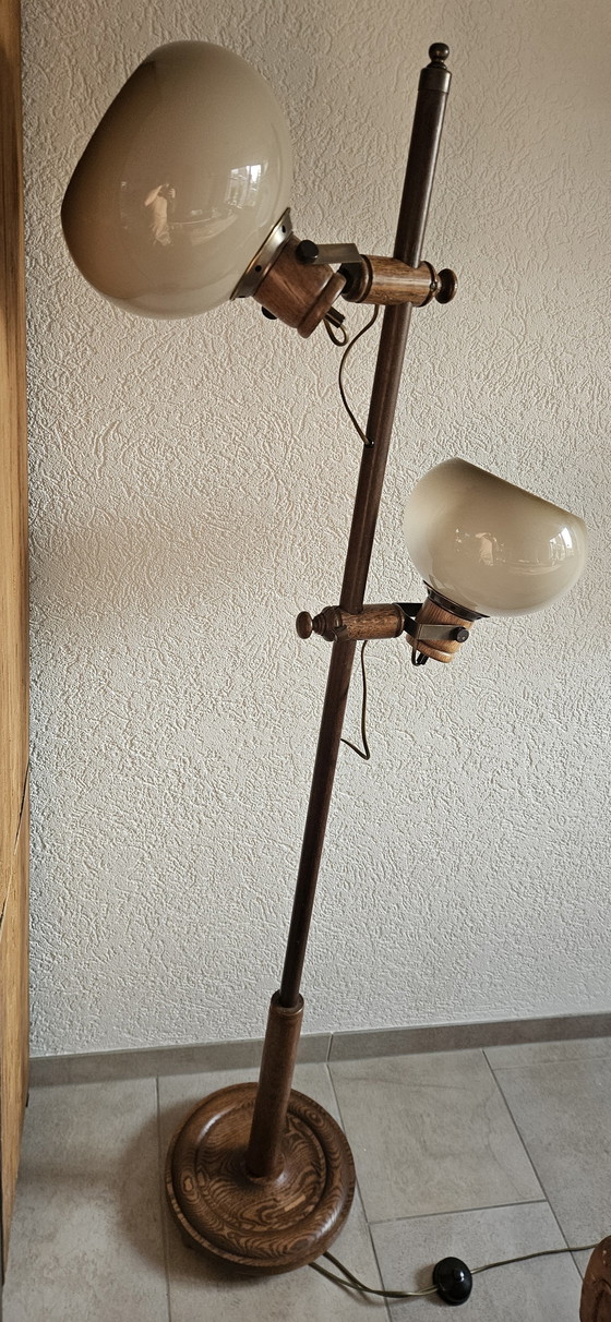 Image 1 of Lampadaire vintage en bois Herda en forme de champignon
