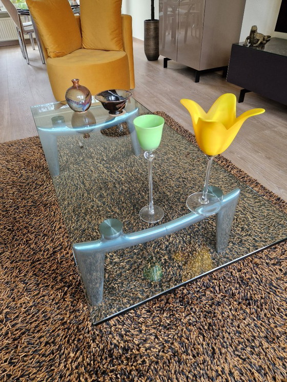 Image 1 of Leolux glass design tables in good condition. Chairs have been reupholstered in early 2024.