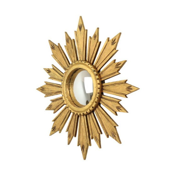 Image 1 of Vintage Wooden Sunburst Sun Mirror