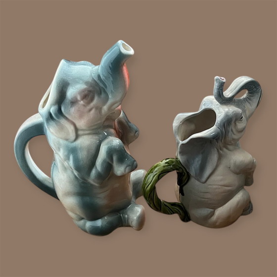 Image 1 of Antique Majolica elephant carafe izgst