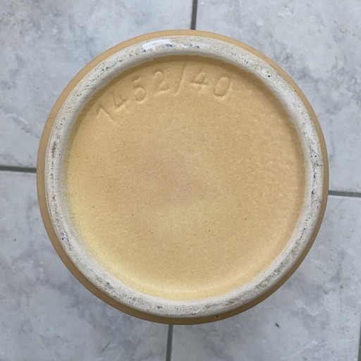 U-Keramikvase (Überlacker) Modell 1452-40, gelb und schwarz WGP 1960er Jahre