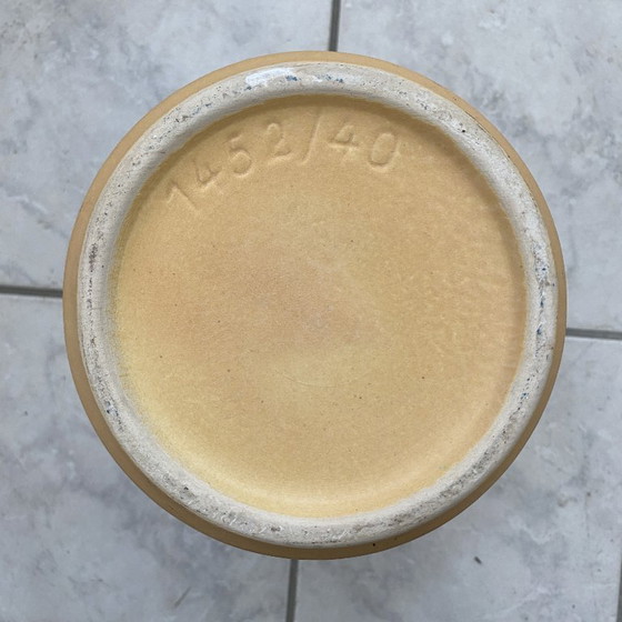 Image 1 of U-Keramikvase (Überlacker) Modell 1452-40, gelb und schwarz WGP 1960er Jahre