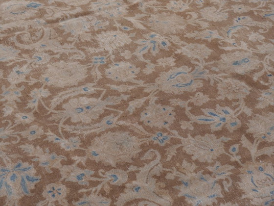 Image 1 of Vintage Ziegler Tabriz rug, brown and blue, 400 x 276 cm, for living room and dining room.