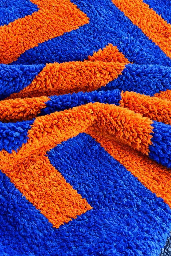 Image 1 of Blue and Orange Moroccan rug, Authentic Moroccan rug, Berber carpet, Genuine Wool rug, Handmade rug, Beni ourain style 300X200cm