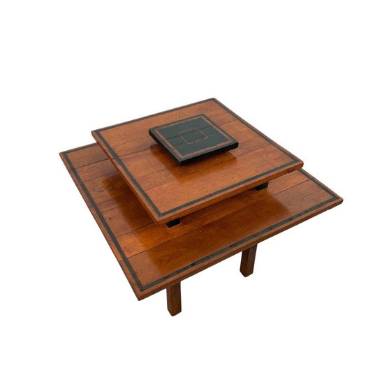 Houten twee-laags bijzettafel, Bruin, Vintage (foto 2 van 6)