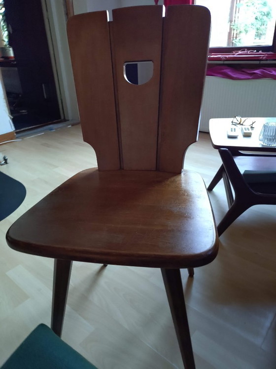 Vintage wooden brutalist Dining chairs, Brown (photo 2 of 5)
