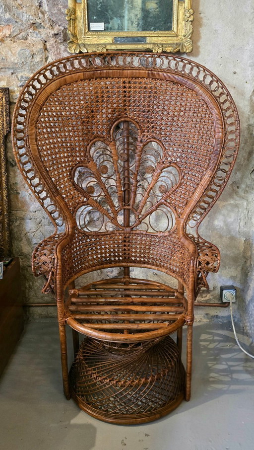 Emmanuelle fauteuil van gevlochten rotan, 1970