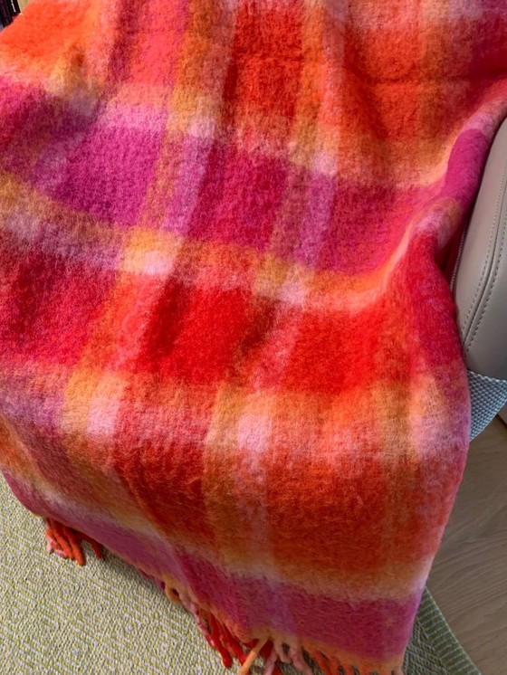 Image 1 of Manta/manta de cuadros Cecchi e Cecchi de lujo – cuadros rojo-naranja