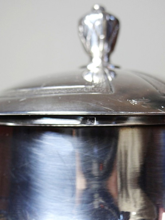 Image 1 of Elegant antique silver-plated metal sugar bowl from the 1880s-1930s