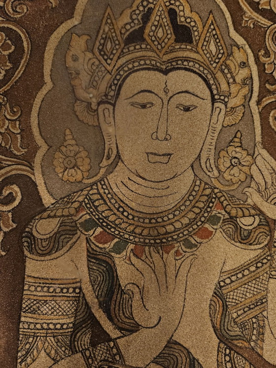Pittura di sabbia, Arte del tempio Birmania, Carta, Metallo, Beige (foto 4 di 8)