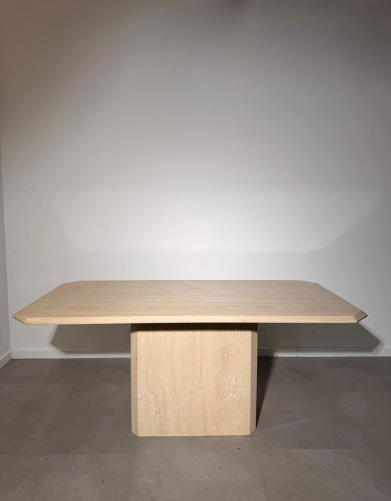 Vintage Travertine Dining Table – Wood (photo 2 of 5)