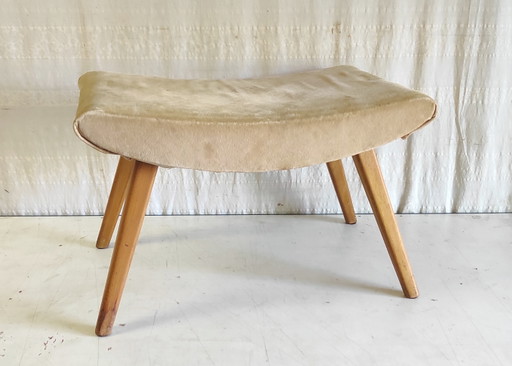 Taburete modernista de madera maciza - años 50/60