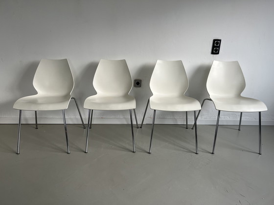 Image 1 of Maui Chairs Set Of 4 White Kartell Vico Magistretti