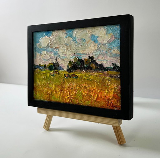 Originales Ölgemälde Sommerliche Naturlandschaft Tagesfeld – schilderijen tekeningen, Canvas (photo 2 of 8)