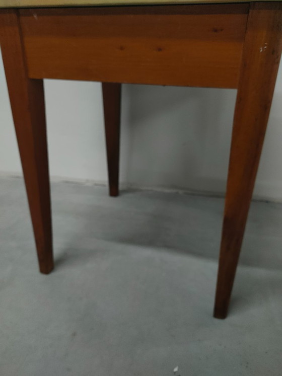 Image 1 of Tabouret d'appoint vintage de style scandinave, assise en similicuir, années 60/70