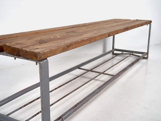 Panca vintage in stile industriale (c.1950) #46, Panche, Legno, Metallo, Marrone, Industrieel (foto 10 di 12)
