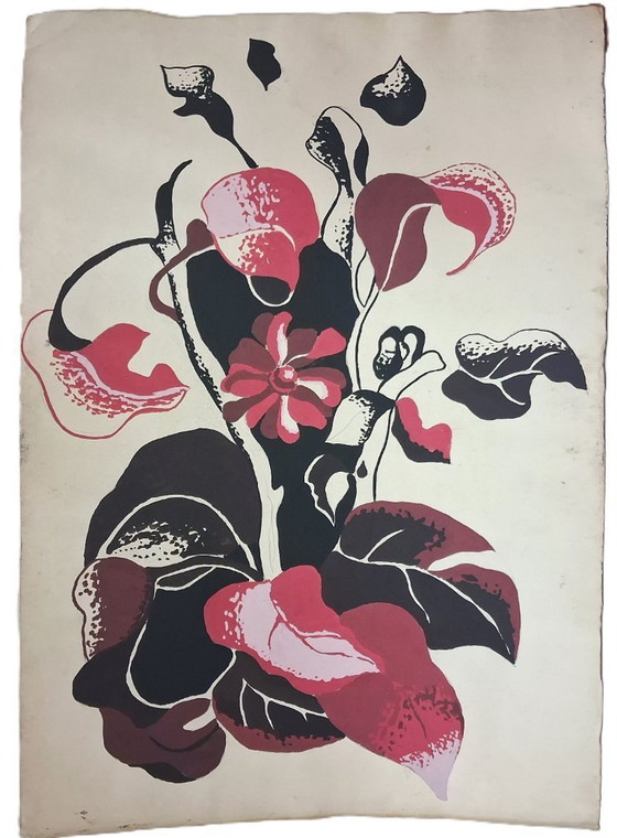 Image 1 of Vintage aquarel schilderij 50x35 cm, oningelijst