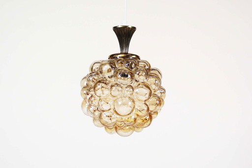 1x Large amber bubble glass pendant light by Glashutte Limburg