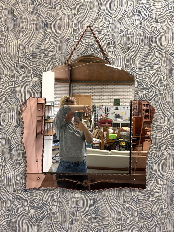 Beautiful mirror with floral motif – Glass (photo 3 of 6)