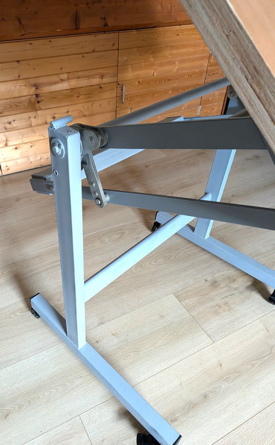 Drawing/Studio Table, Height Adjustable and Mobile with Brake, Side tables, Wood, Metal, Black (photo 10 of 20)