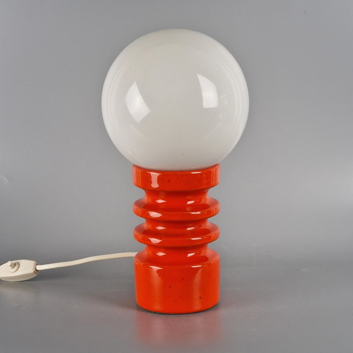 Lampe à lave grasse vintage d'Allemagne de l'Ouest, Dumler & Breiden, numéro de forme 560/15, orange avec verre au lait blanc