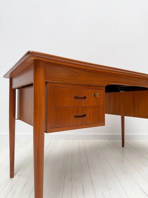 Vintage Danish Teak Writing Desk, Mid-Century Modern Scandinavian Desk, 1960s