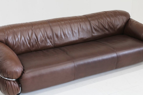 Image 1 of Gianfranco Frattini Sesann sofa Cassina 1970s in brown leather