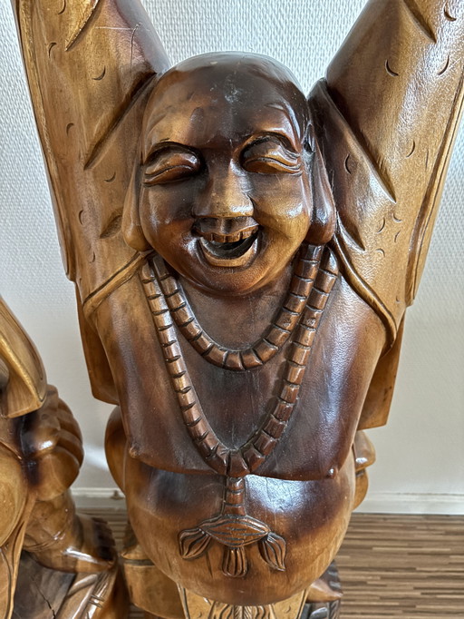 Solid wooden standing Buddhas