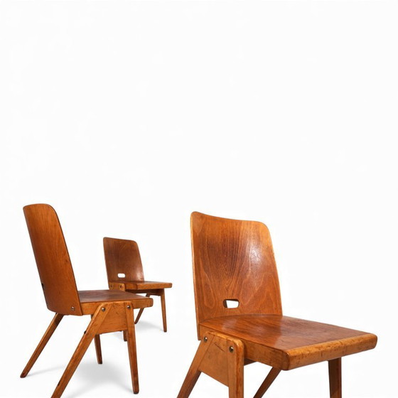 Image 1 of Set aus 6 stapelbaren Esszimmerstühlen im Bauhaus-Stil, 1960