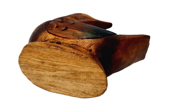 Image 1 of Hand carved and painted wooden bird, duck, figure