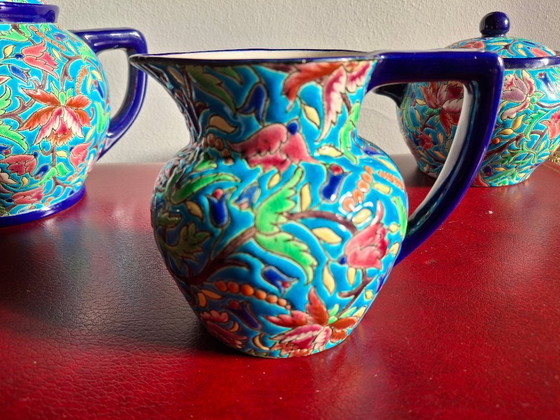 Image 1 of Juego de té esmaltado cloisonné de Longwy