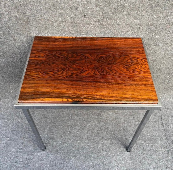 Ensemble de Tables d'appoint du fabricant Pastoe conçu par Cees Braakman, Bois, Chrome, Marron (photo 10 sur 11)