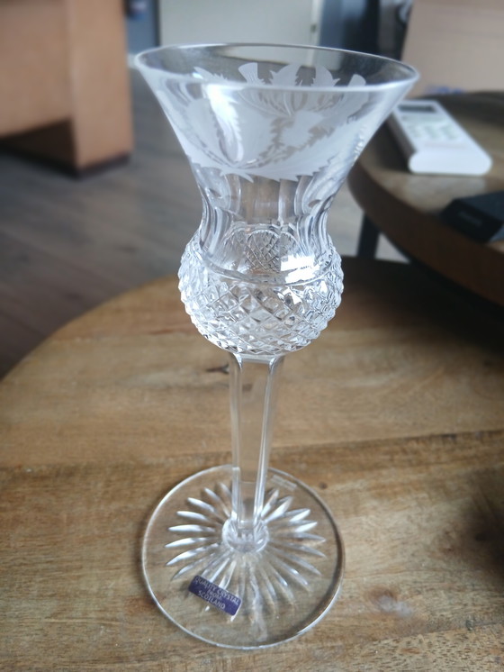 Image 1 of Zeldzame Set (2) Edinburgh Crystal "Thistle" sherry/likeurglazen– In Absolute Nieuwstaat (Met Labels!)