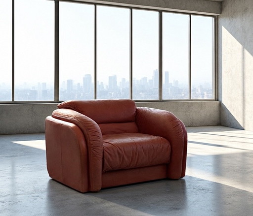 Vintage leren loungefauteuil – rood | Chunky design