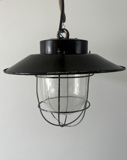 Vintage industrial pendant lamp (cage lamp)