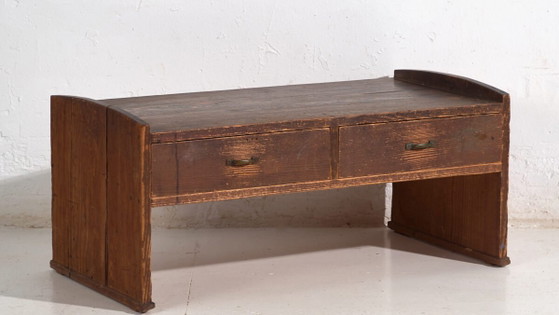 Japanese Low Desk Table with Drawers in Cedar – Showa Period (c.1926–1970) – Coffee tables, Metal, Rustic (photo 3 of 40)