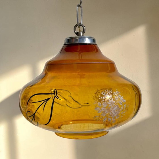 Portuguese Vintage Amber Glass Romantic Hanging Light, 1970s – Pendant lamps (photo 4 of 13)