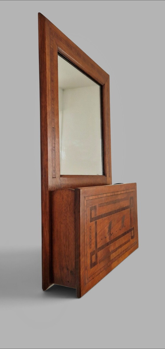 Specchio da parete antico con intarsi - Fine XIX secolo - Pezzo unico – Glass, Wood (photo 7 of 15)