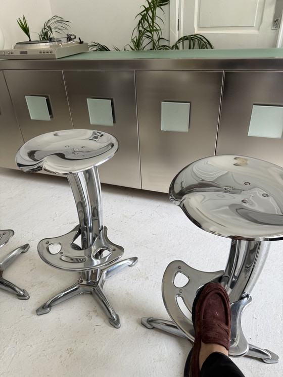 Image 1 of 4 vintage Lotus stools by Yasu Sasamoto for Dulton