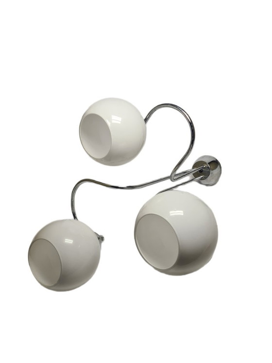Lampadario in stile Art Déco, Polonia, anni '70 – Glass, Chrome (photo 10 of 10)