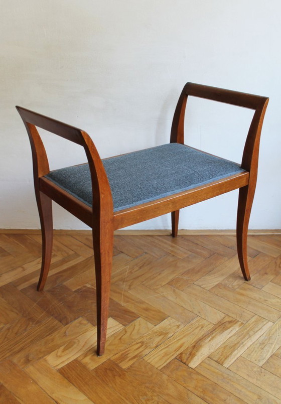 Image 1 of Tabouret sculptural Art Déco à accoudoirs incurvés, vers 1920