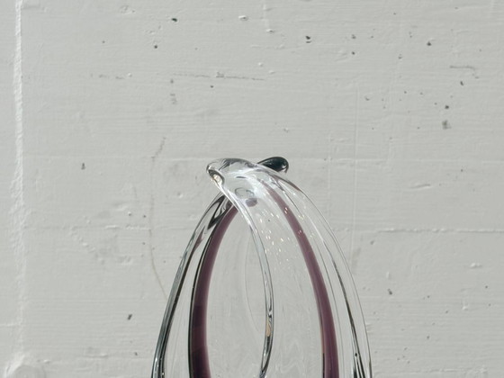 Image 1 of Crystal glass bowl with violet overlay, 1970s
