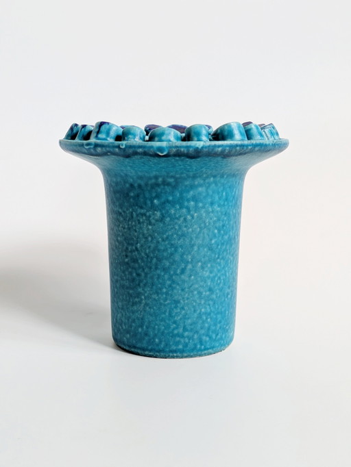 1960's Ceramano Ceralux Vase by Hans Welling, Midcentury Turquoise Fat Lava Ceramic, West German Pottery