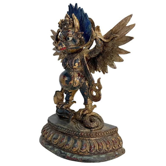 Garuda Beeld op Demon Verguld Brons Himalaya – Tantrische Beschermfiguur – Beeldhouwkunst, Bronze (photo 11 of 14)